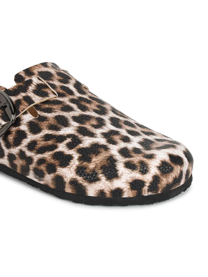 LYDC Brixton Leopard Print Clogs Sandals for Women - Leopard Print