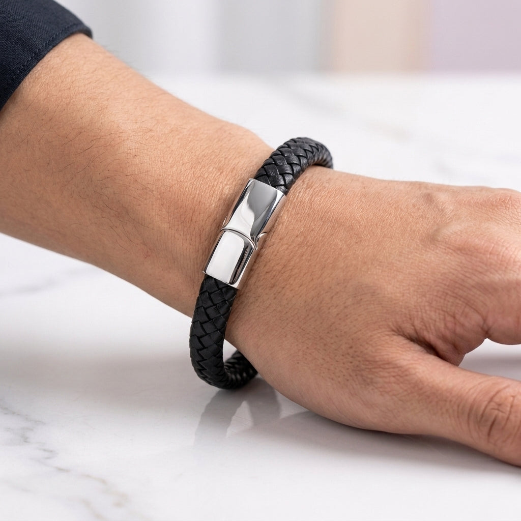 Salty Avrum Black Leather Bracelet