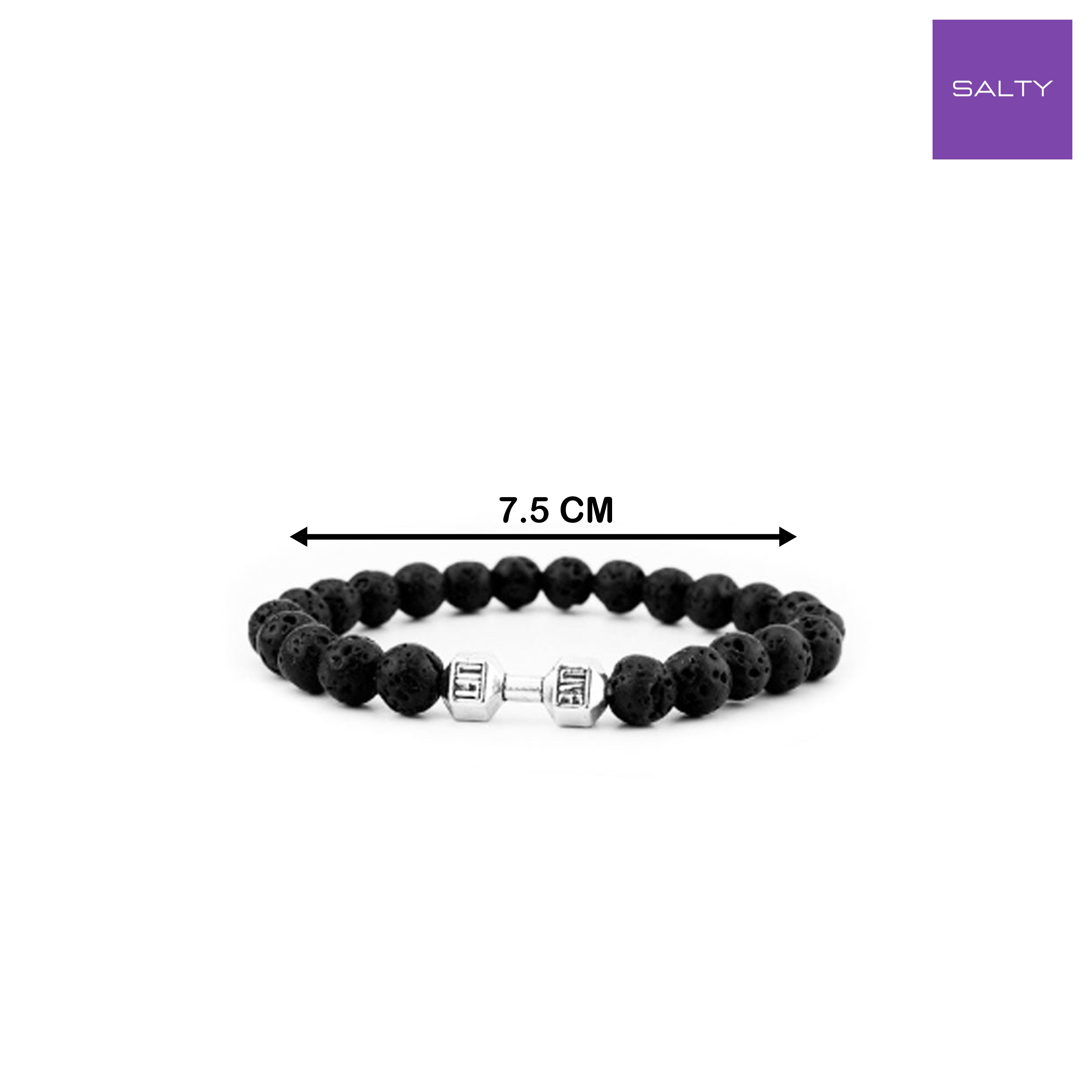 Salty Strength Beaded Stone Band - Silver