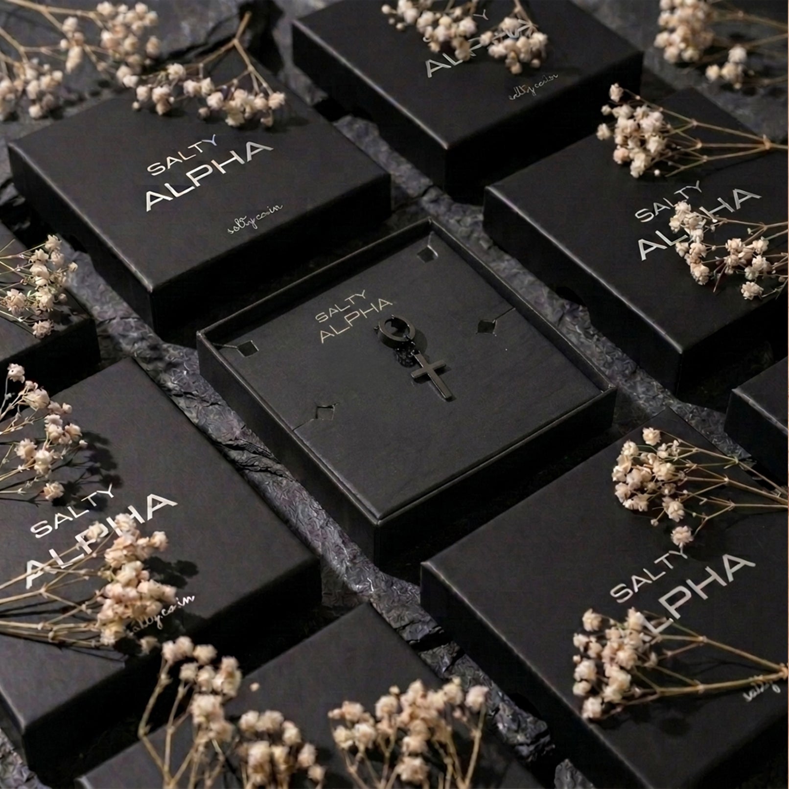 Salty Cross Black Earrings