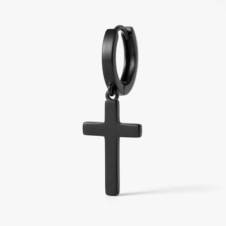 Salty Cross Black Earrings