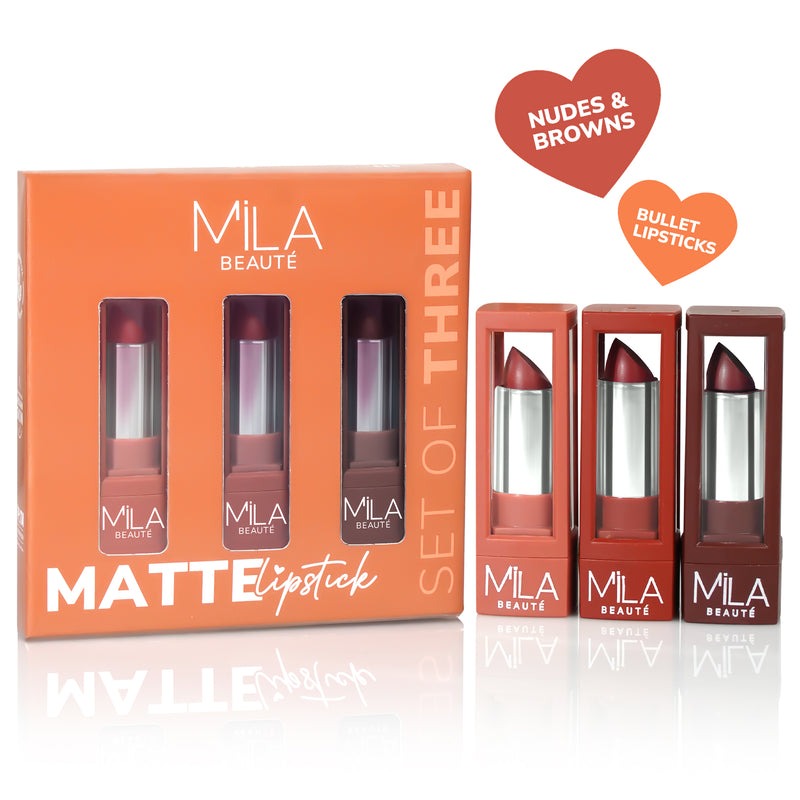 Mila Beaute Matte Lipstick Set of 3 Lipstick