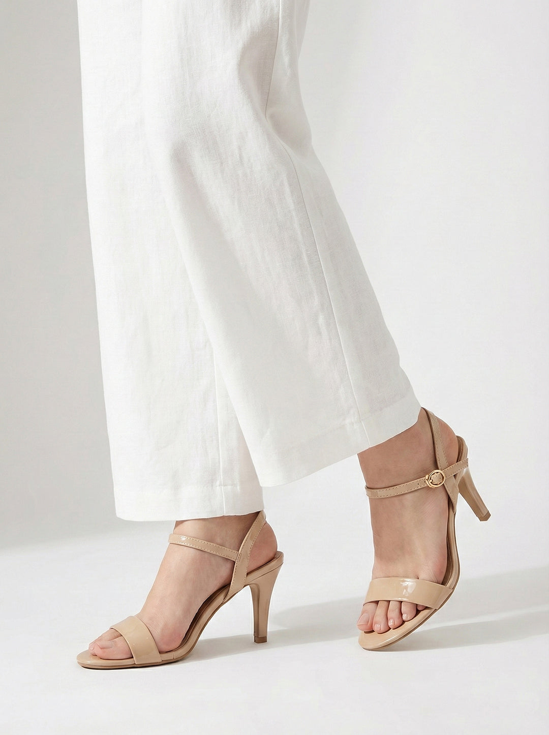 LYDC Beige Kitten Heels Sandals for Women - Beige