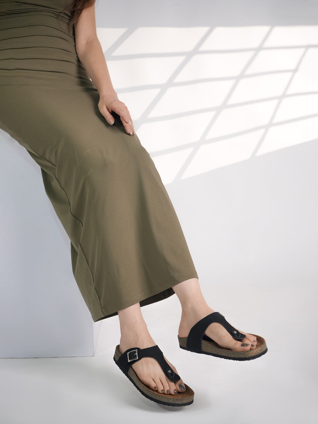 LYDC Black Suede Sandals for Women - Regent - Black-Suede