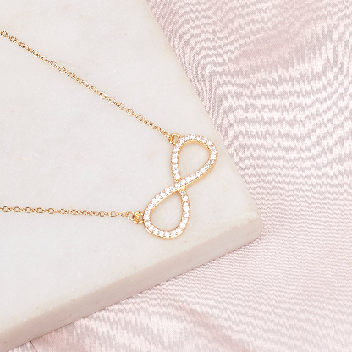 Salty Infinity Love Golden Crystal Necklace