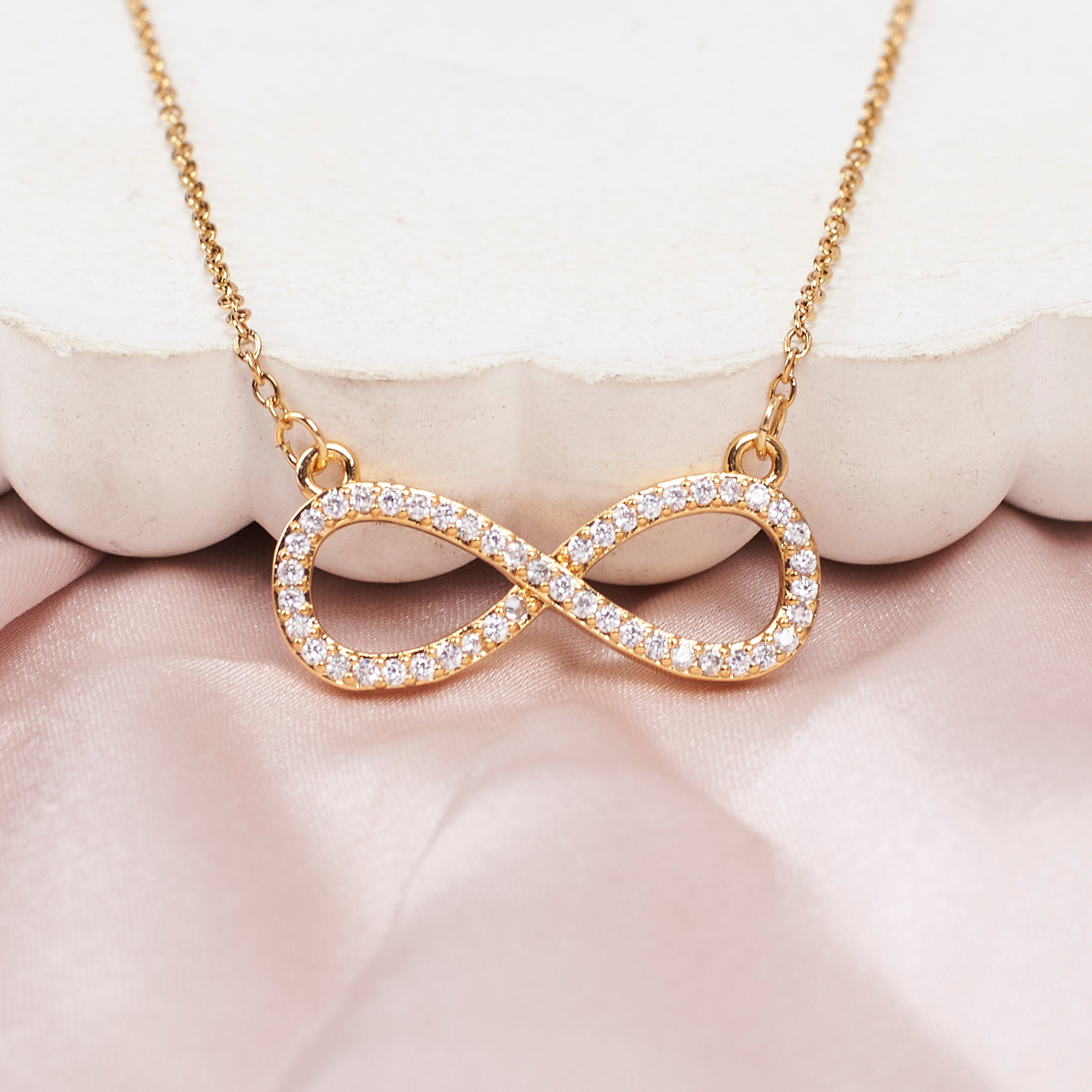 Salty Infinity Love Golden Crystal Necklace