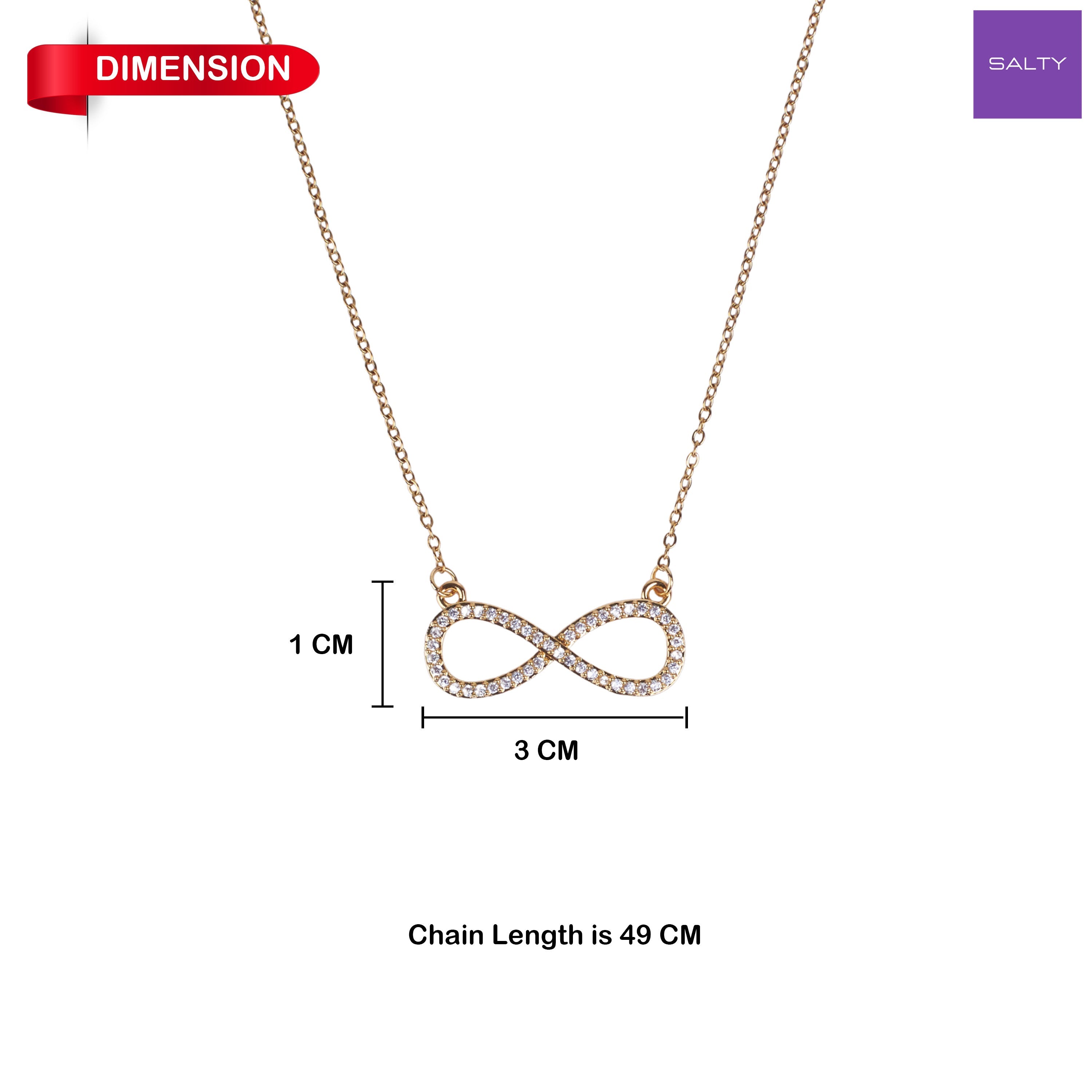 Salty Infinity Love Golden Crystal Necklace