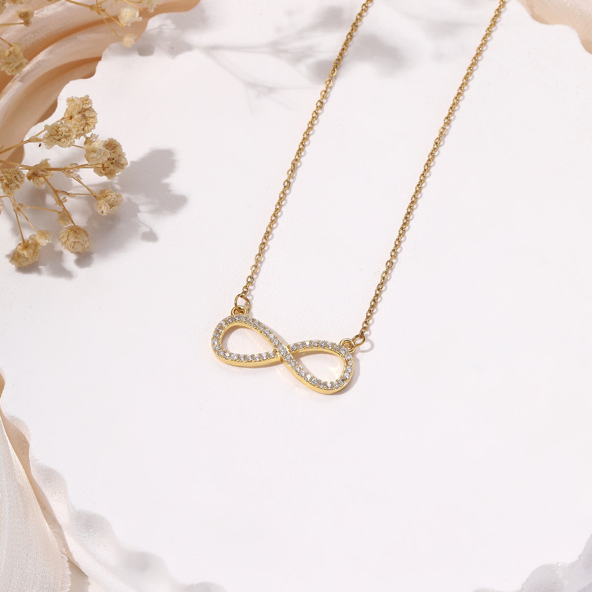 Salty Infinity Love Golden Crystal Necklace