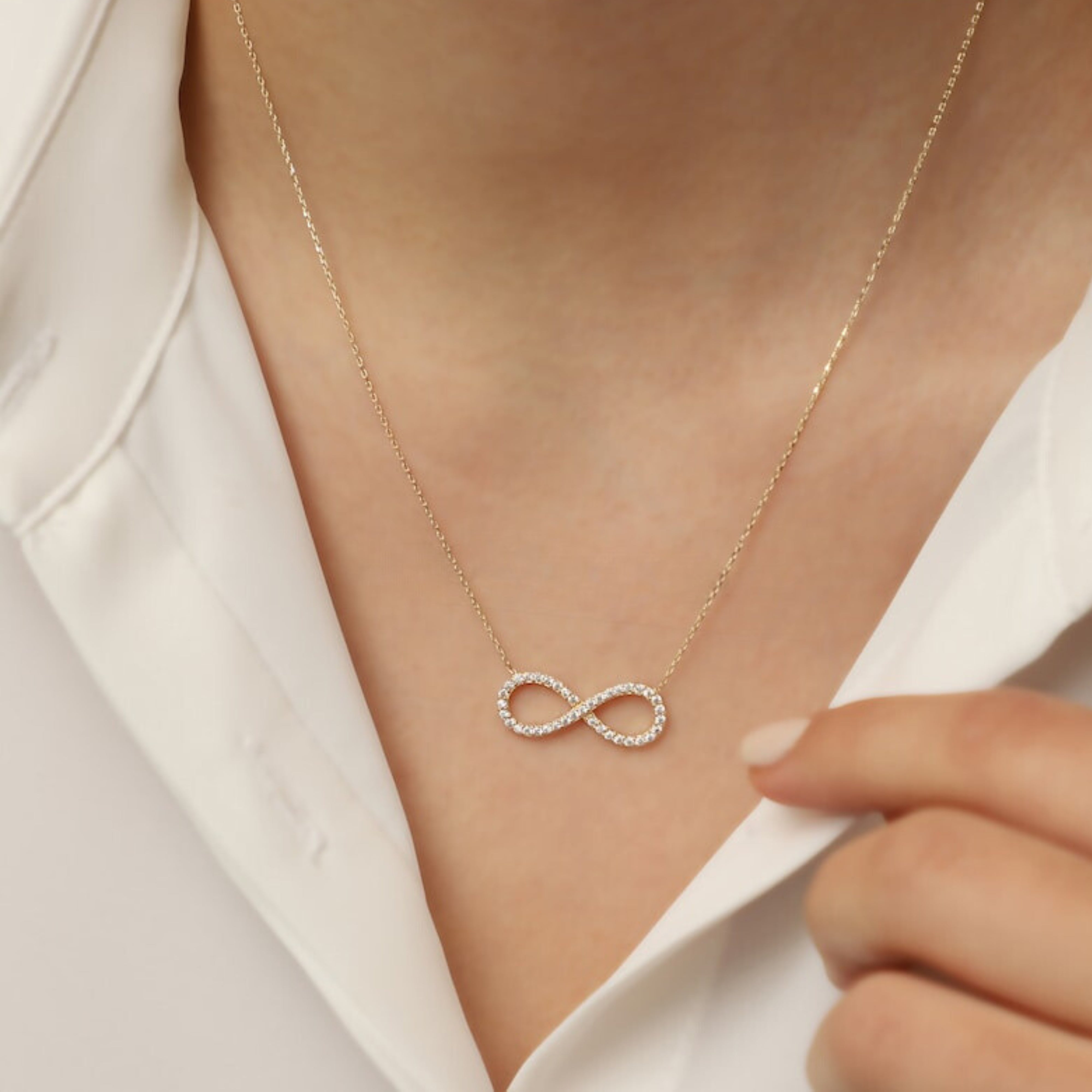 Salty Infinity Love Golden Crystal Necklace