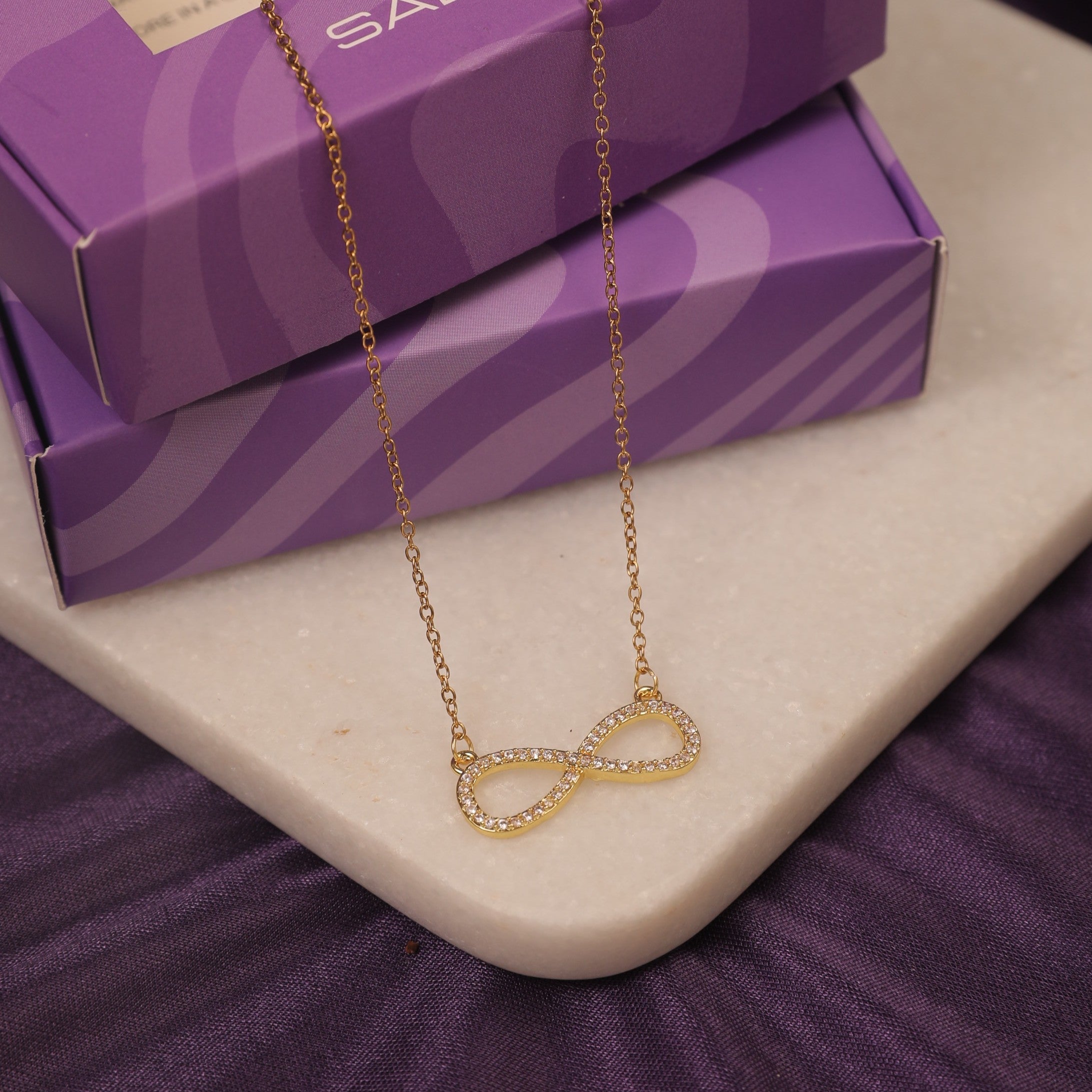 Salty Infinity Love Golden Crystal Necklace