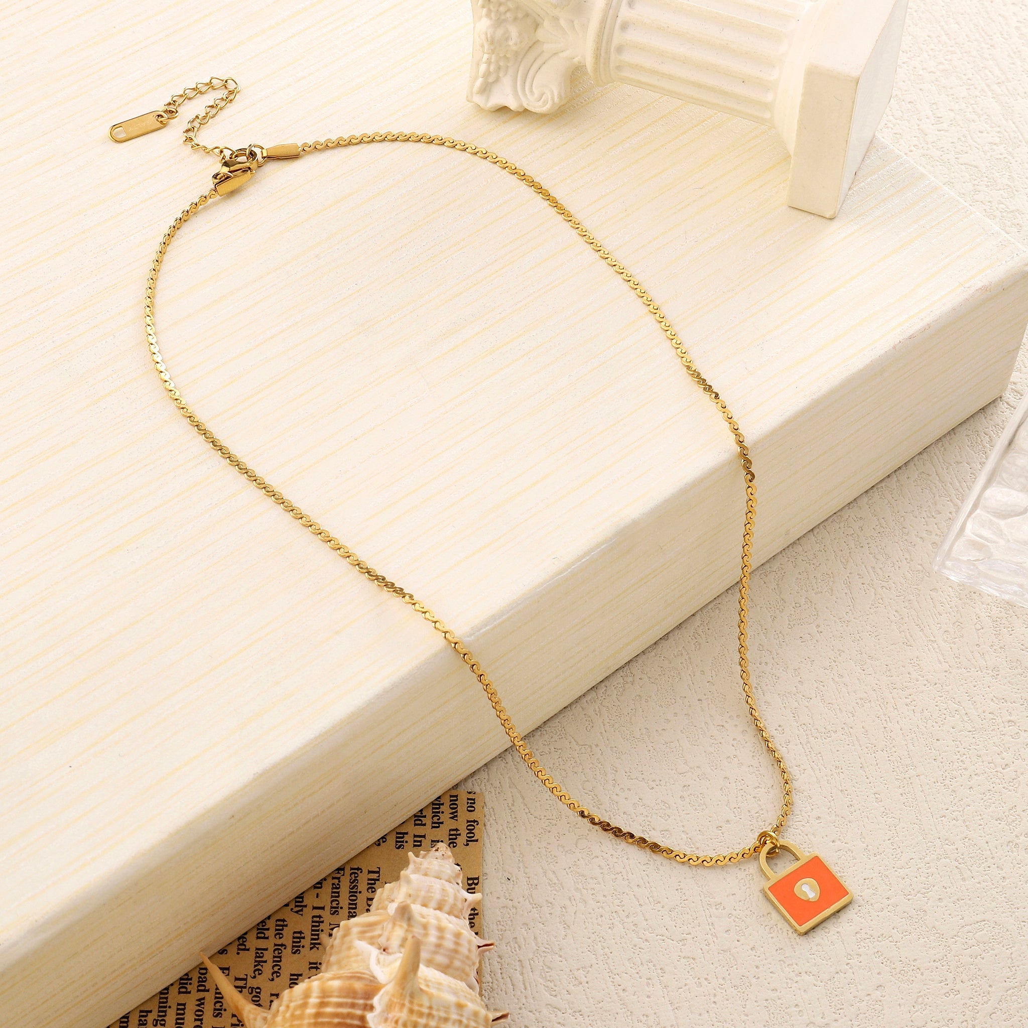 Salty Lock It Gold Necklace