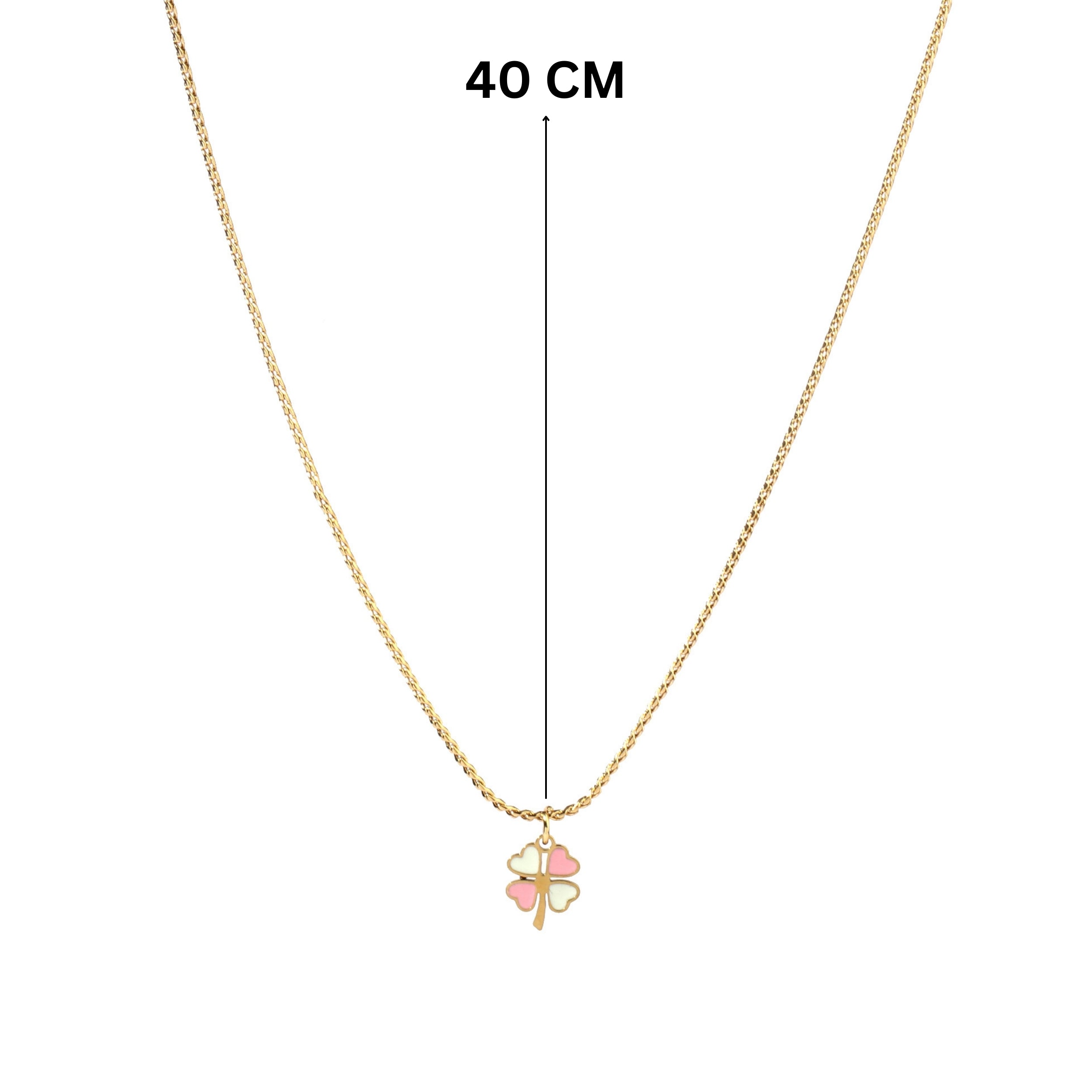 Salty Pink & White Clover Gold Necklace