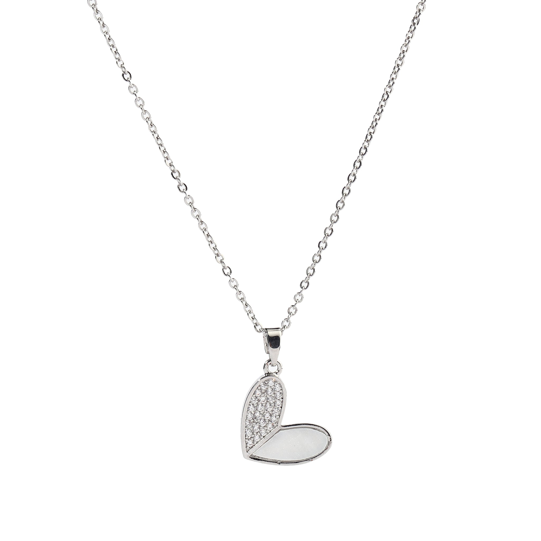 Salty Haley Studded Heart Silver Necklace
