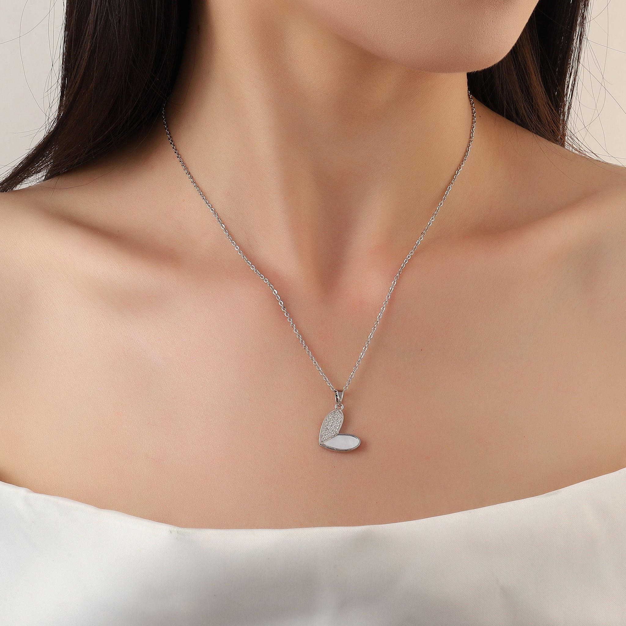 Salty Haley Studded Heart Silver Necklace