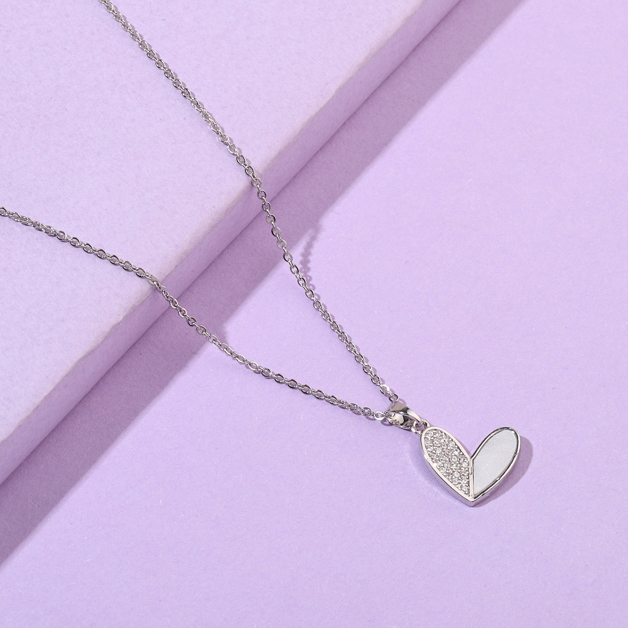 Salty Haley Studded Heart Silver Necklace