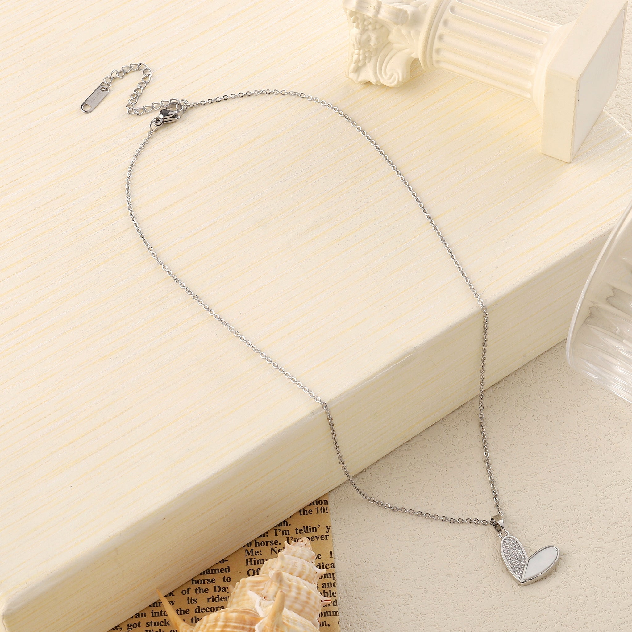 Salty Haley Studded Heart Silver Necklace