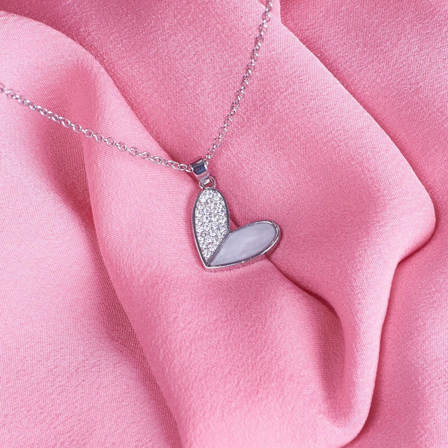 Salty Haley Studded Heart Silver Necklace