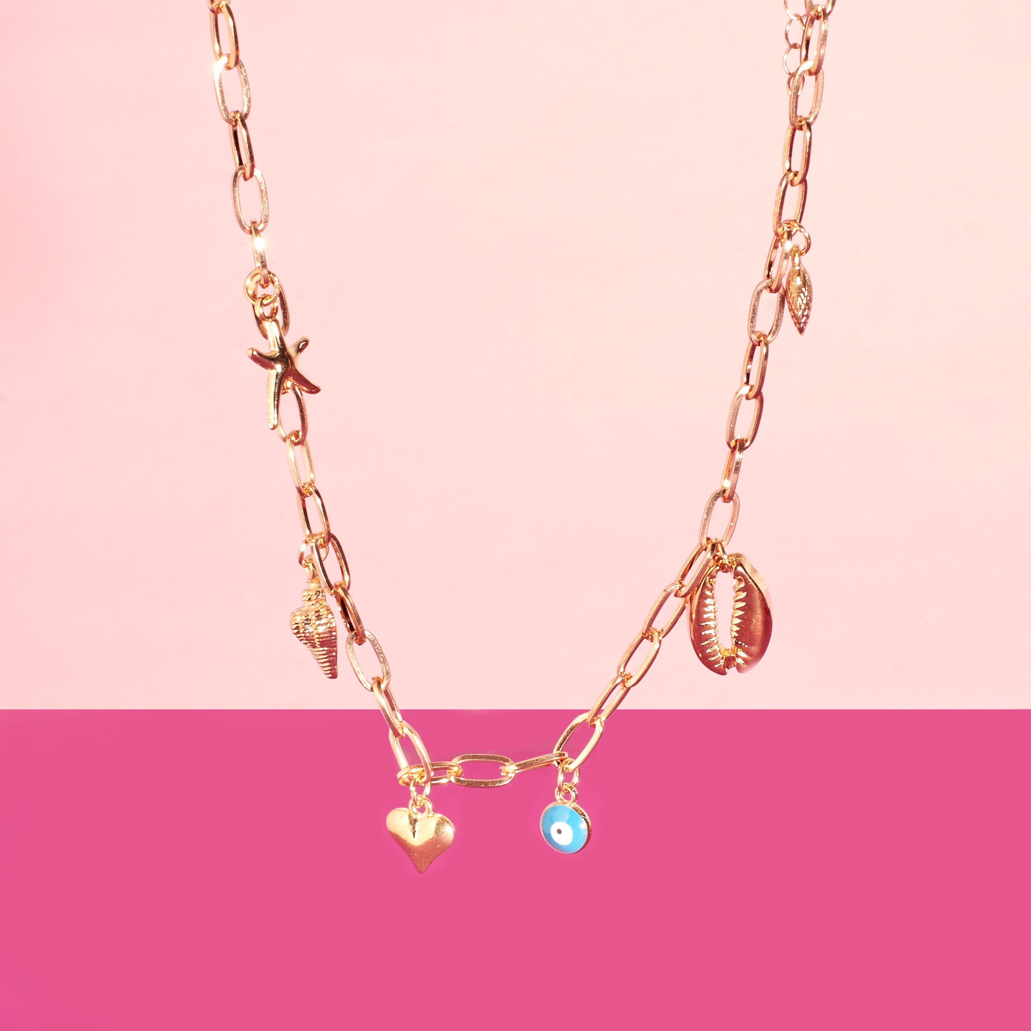 Salty Opulent Gold Tassel Charm Necklace
