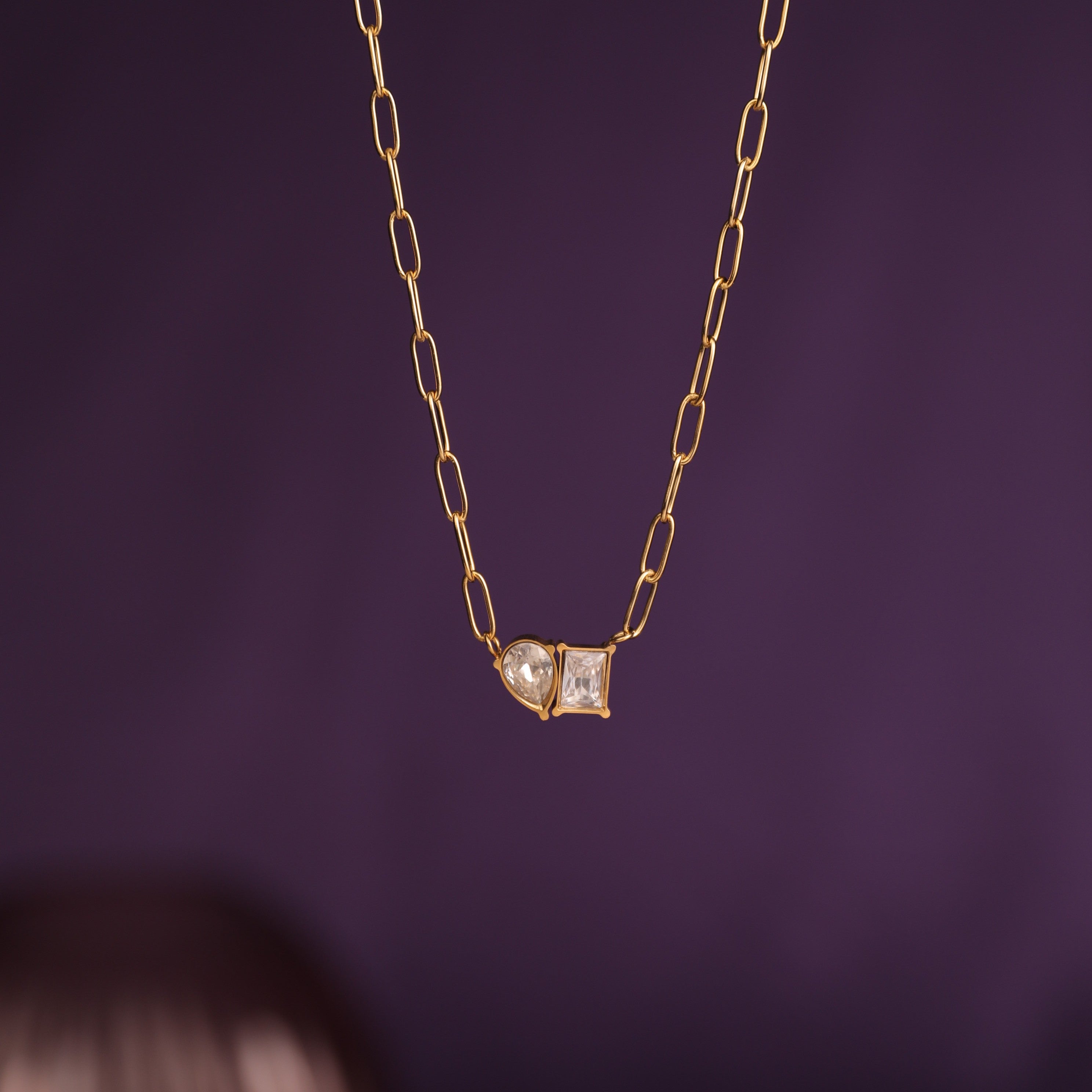 Salty Twin Spark Paperclip Necklace