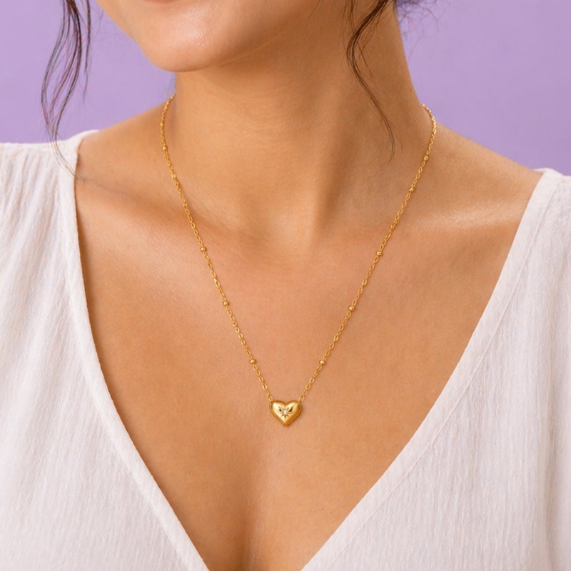 Salty Starlit Heart Necklace