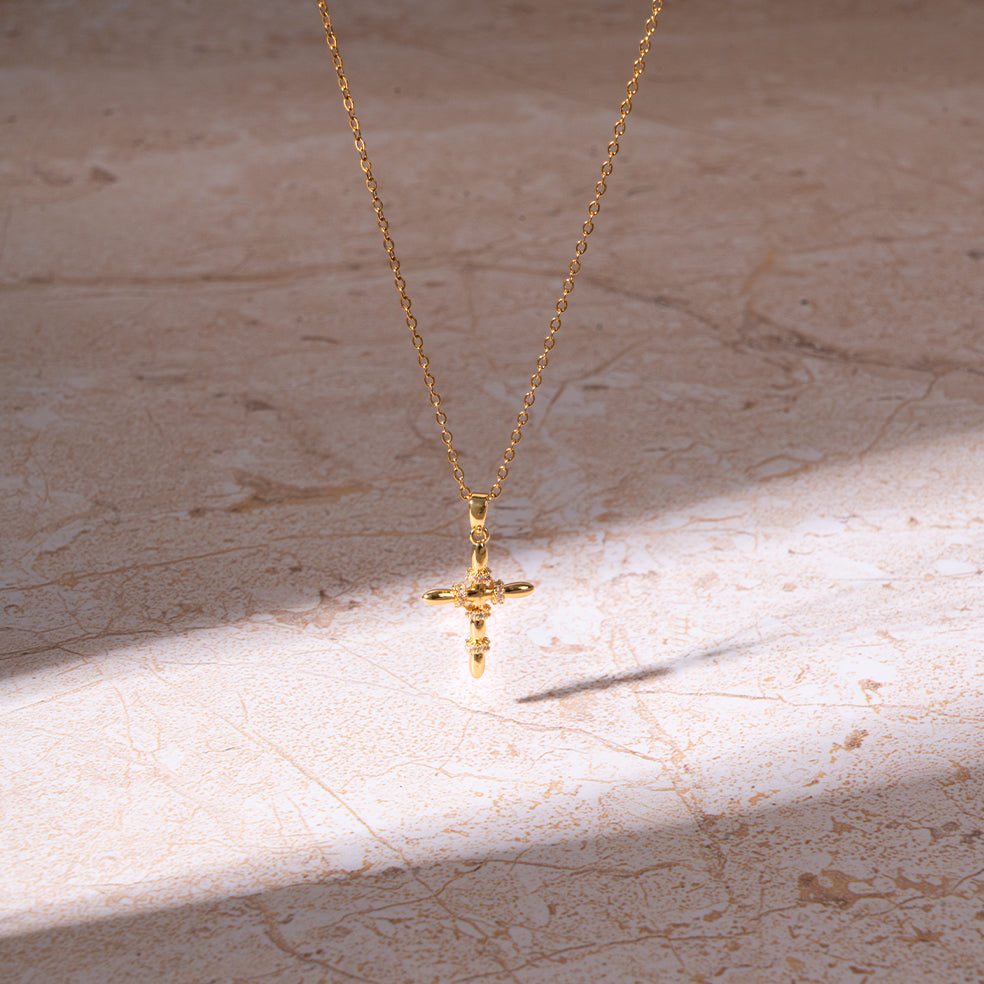 Salty Golden Cross Pendant Necklace