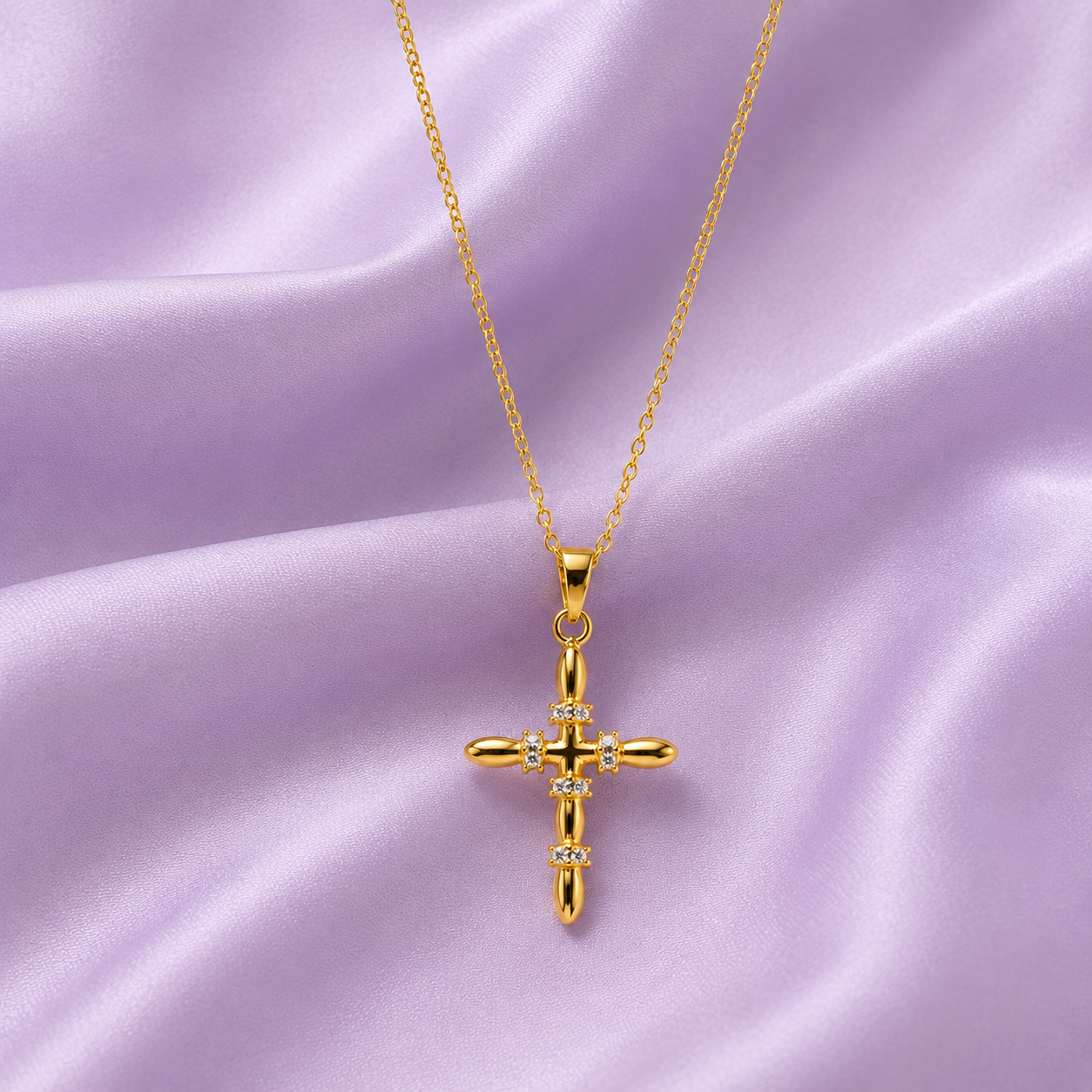 Salty Golden Cross Pendant Necklace