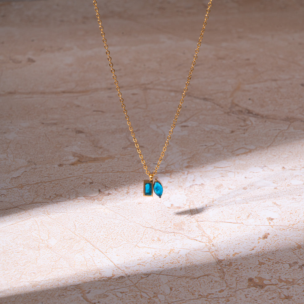 Salty Golden Blue Stone Necklace