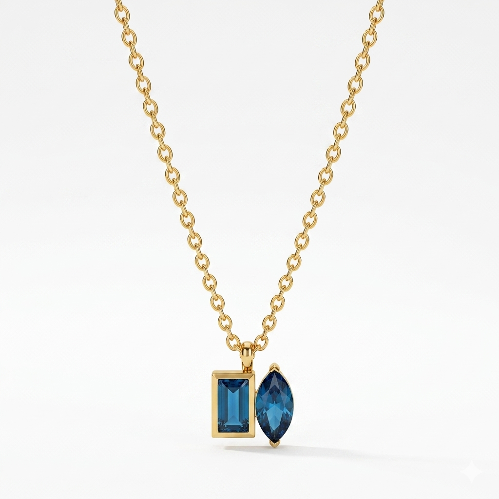 Salty Golden Blue Stone Necklace