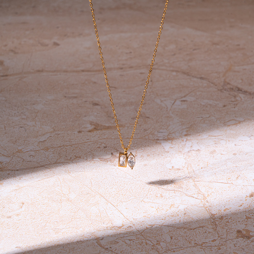 Salty Golden White Stone Necklace