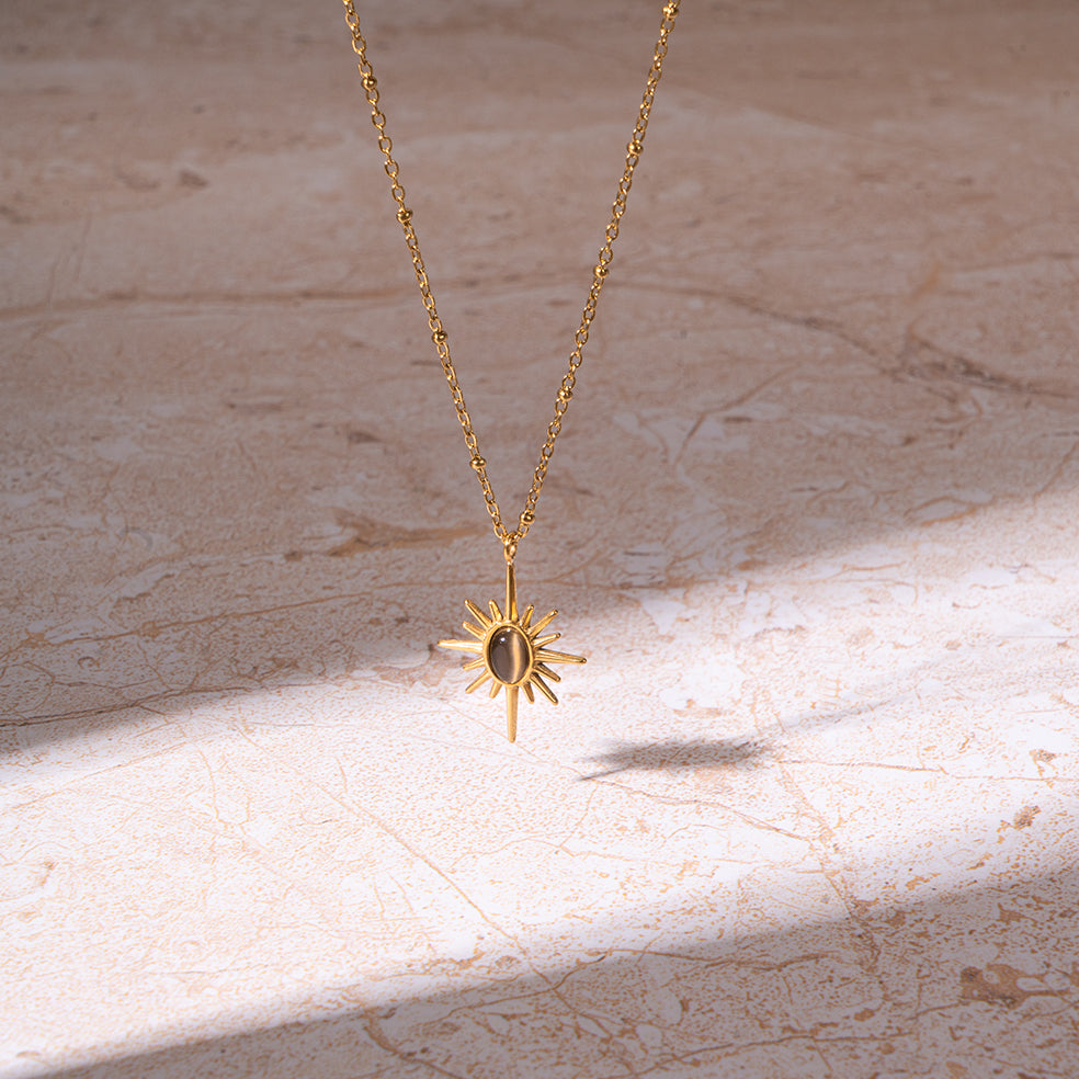 Salty Golden Sunburst Necklace - Black