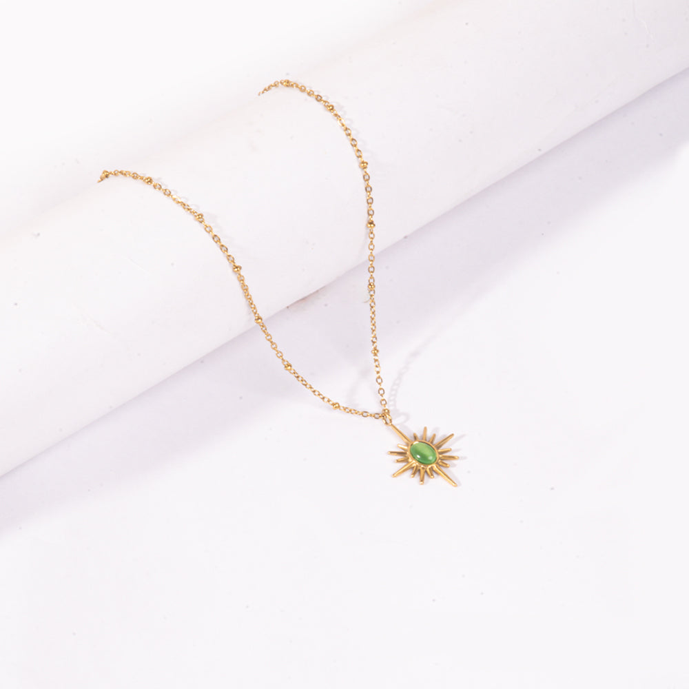 Salty Golden Sunburst Necklace - Green