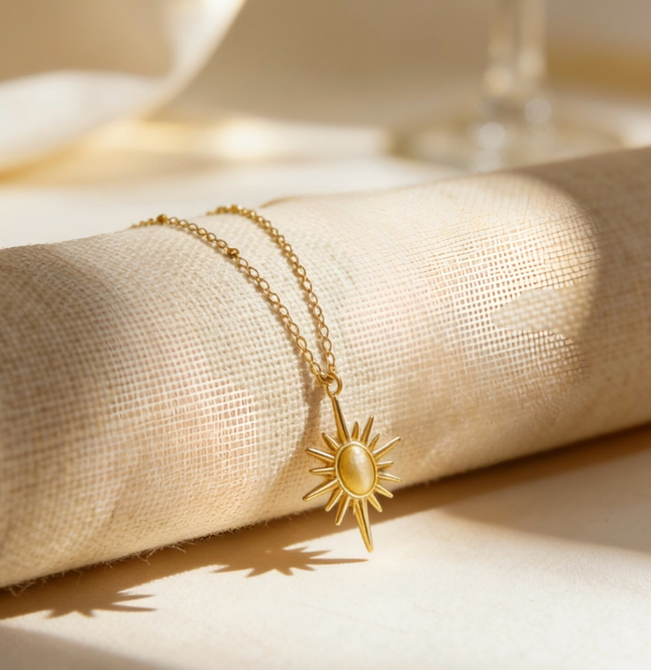 Salty Golden Sunburst Necklace - Yellow