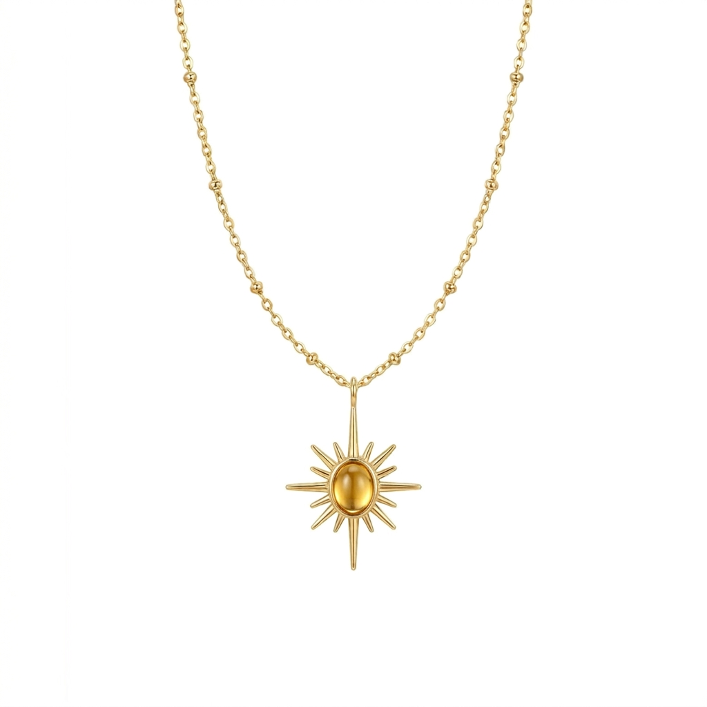 Salty Golden Sunburst Necklace - Yellow