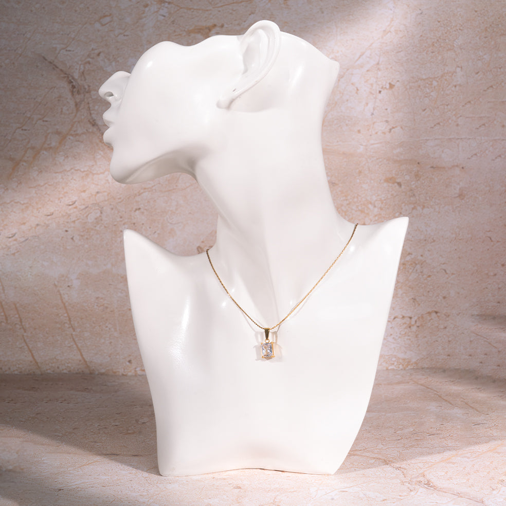 Salty White Square locket With Golden Chain Necklace
