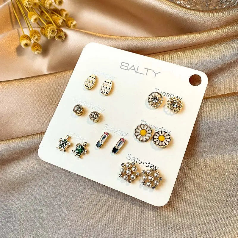 Salty "Nature" Weekly 7 Stud Earrings Set