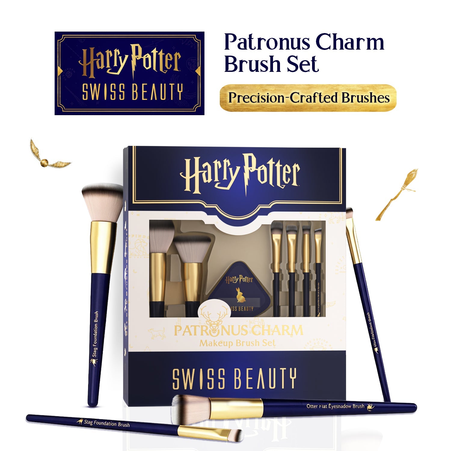 Swiss Beauty Patronus Charm Makeup Brush Set - HP