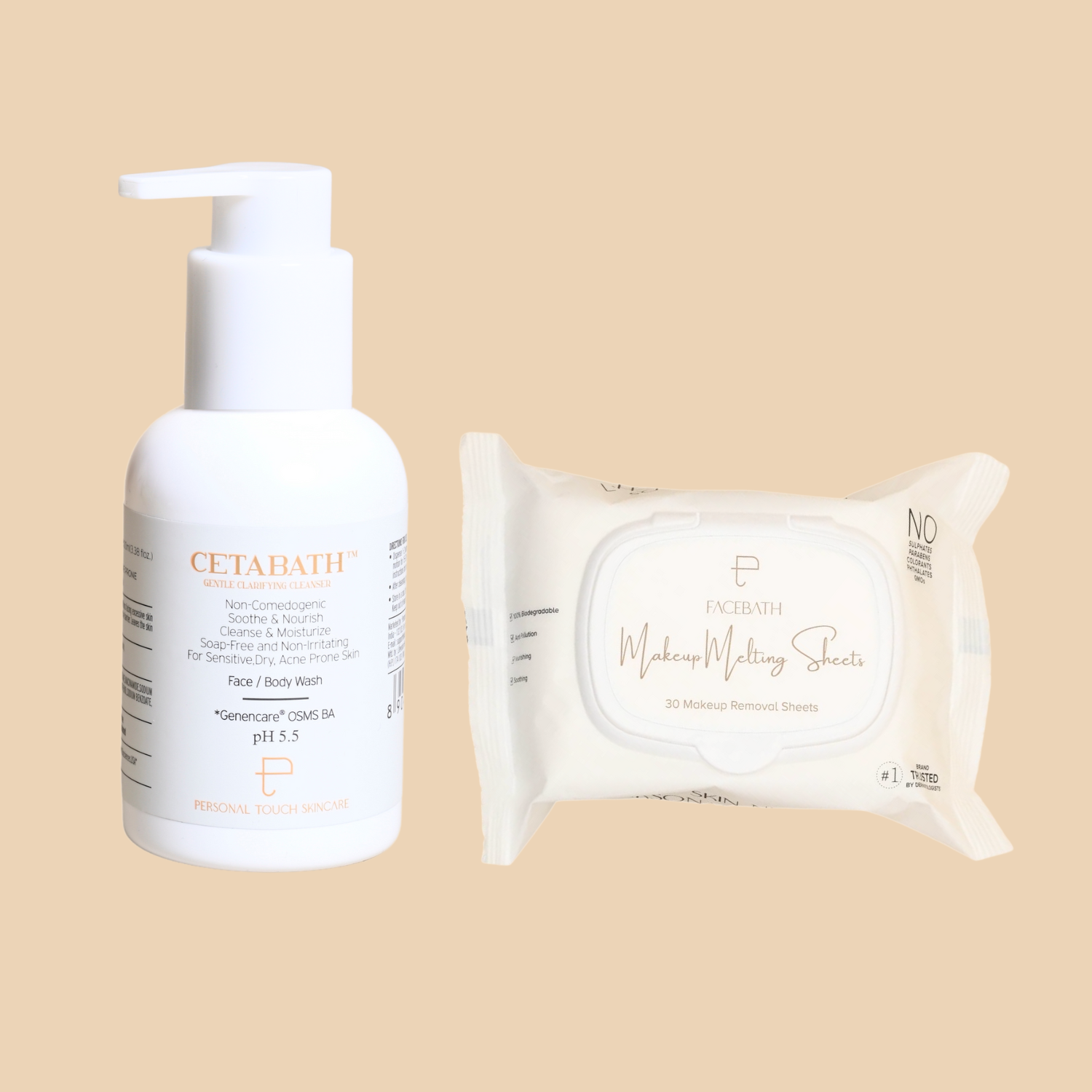 Personal Touch Combo of Cetabath & Makeup Melting Wipes (30 Sheets Pack)