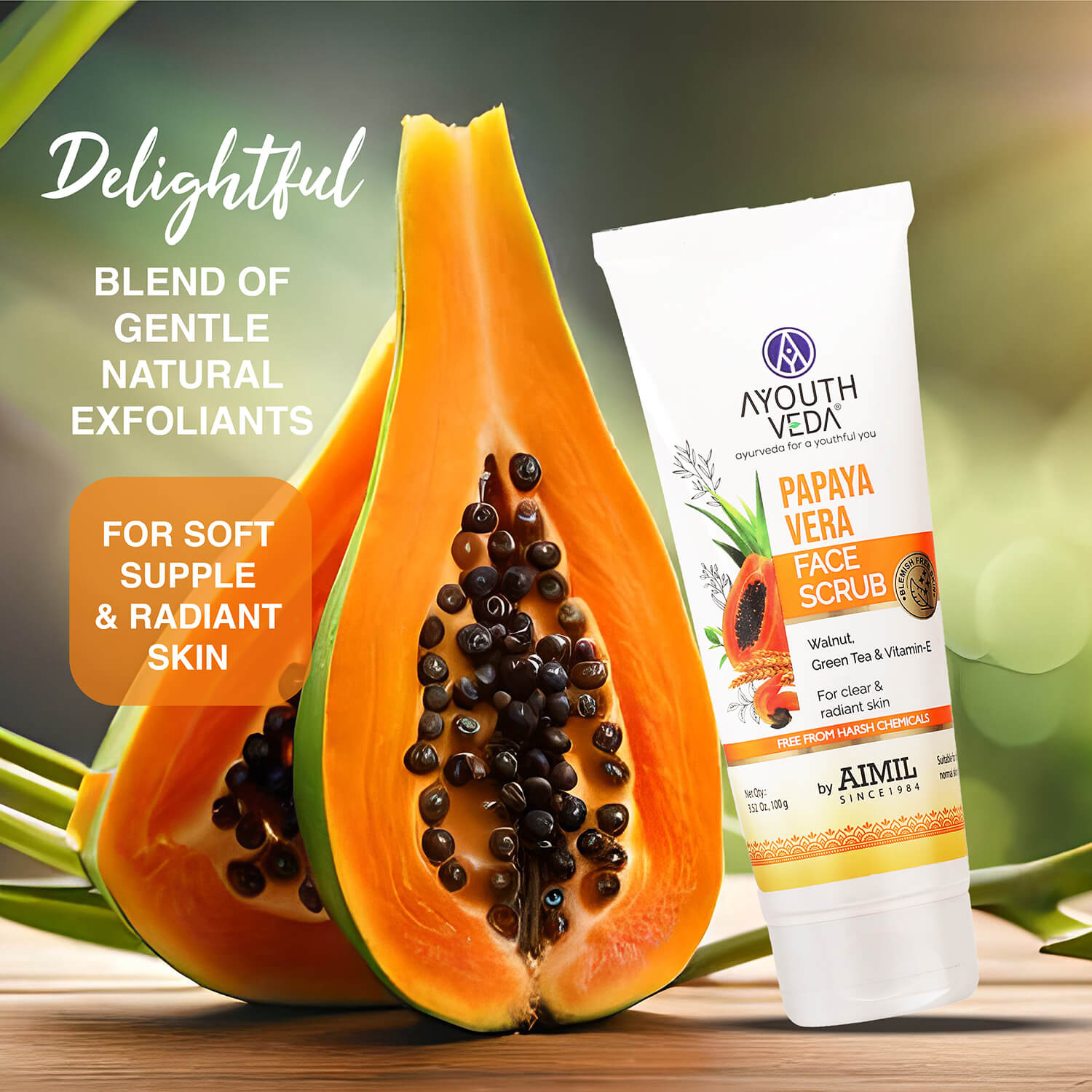 Ayouthveda Papaya Vera Face Scrub (100g)