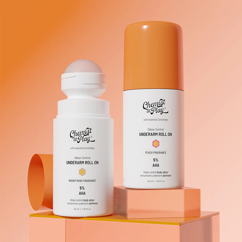 Chemist at Play Underarm Roll On - Peach & Woody Musk | Pack of 2