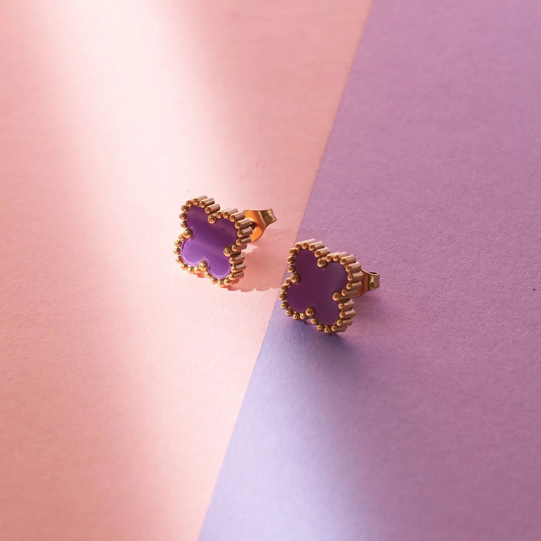 Salty Plum Lucky Clover Studs