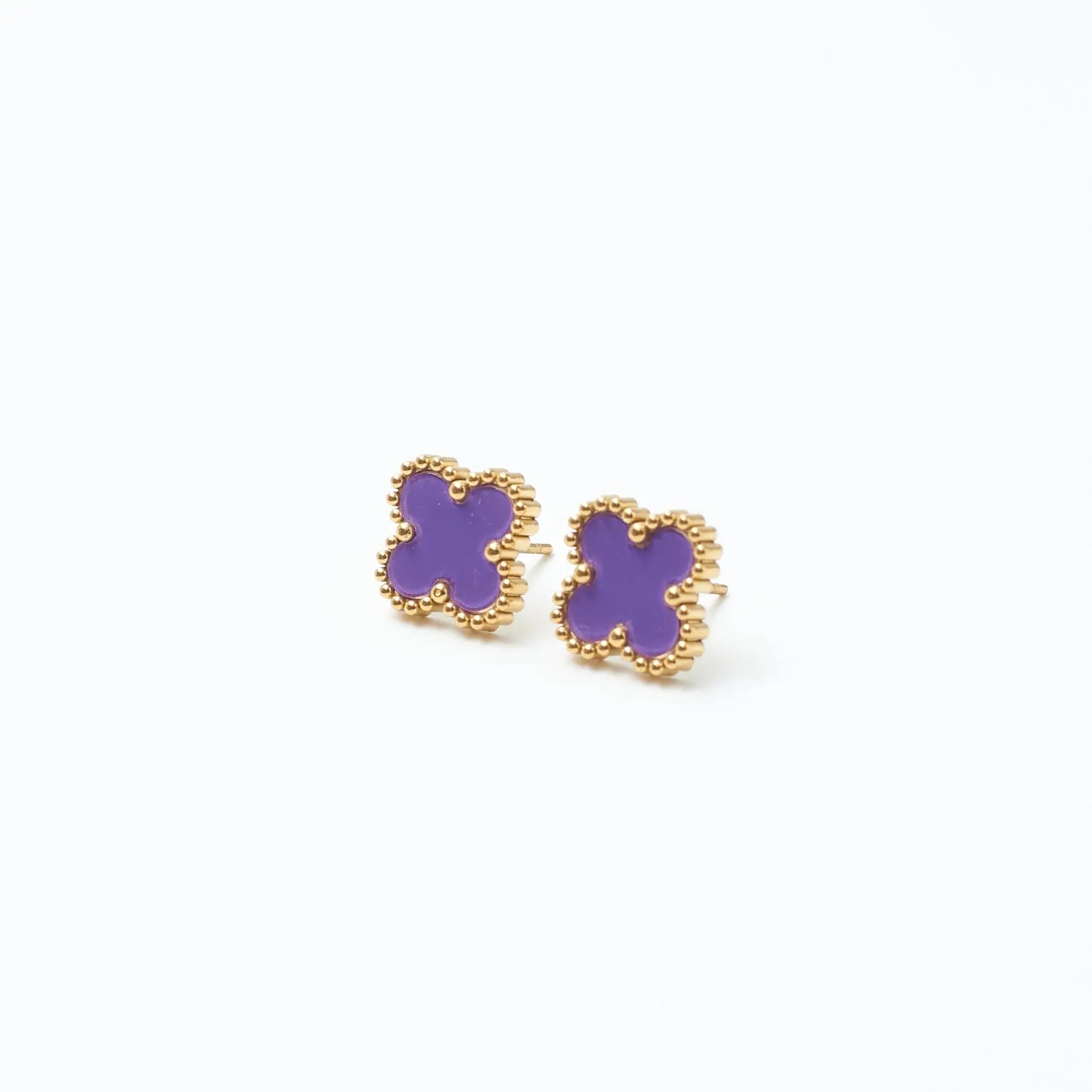 Salty Plum Lucky Clover Studs