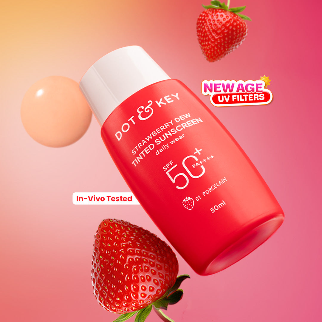 Dot & Key Strawberry Dew Tinted Sunscreen, In-Vivo Tested SPF 50+ PA++++ - Porcelain - 01 Light