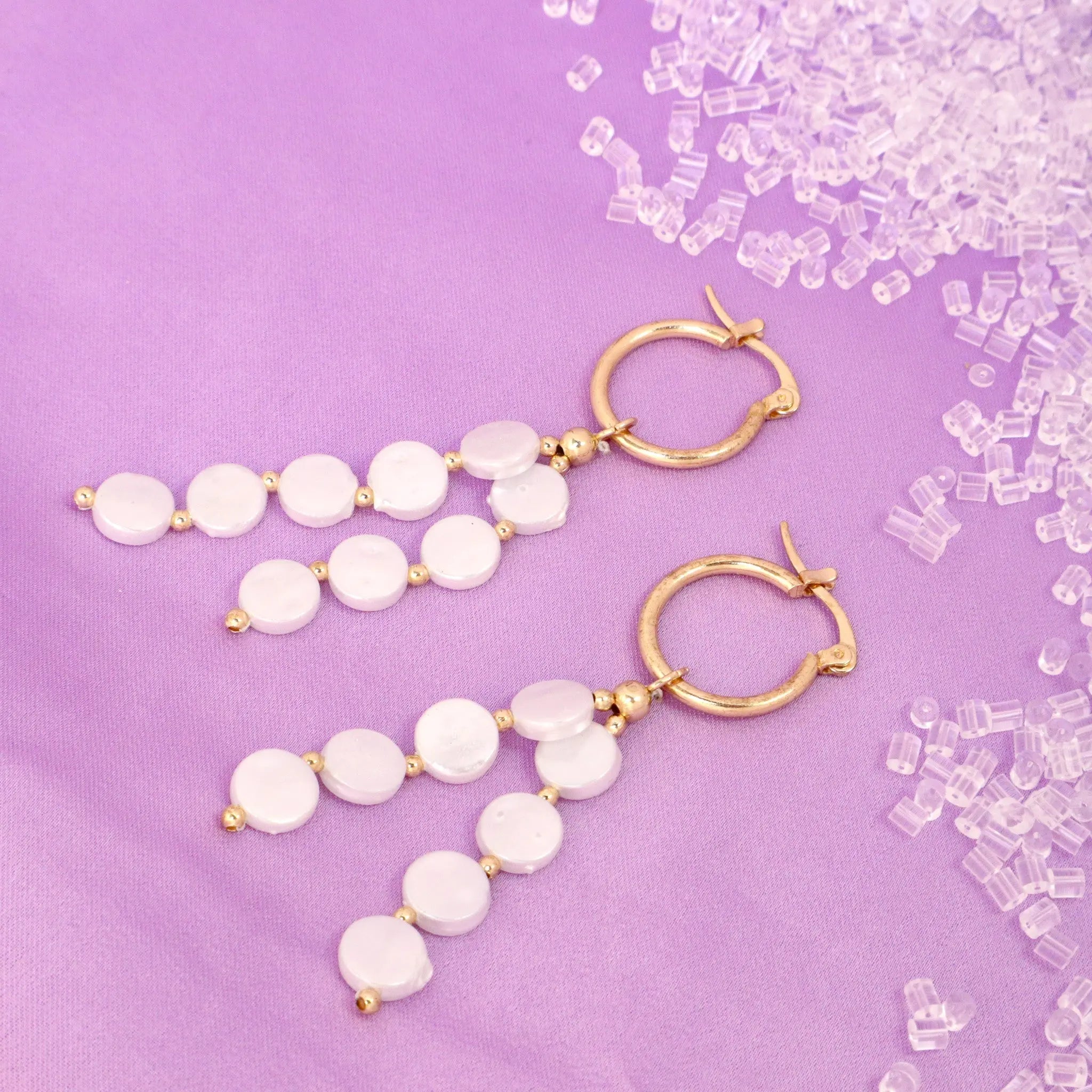 Salty Pretty Pearl Tassel Huggie Earrings