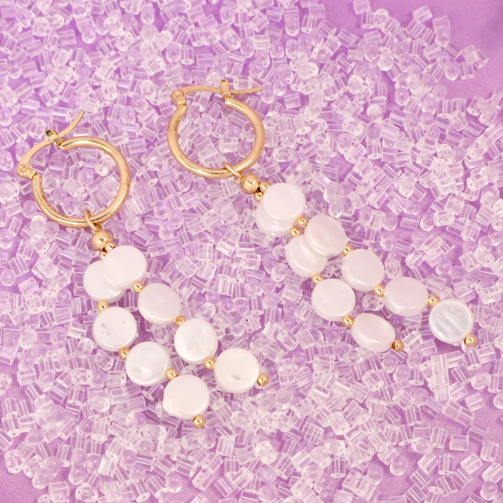 Salty Pretty Pearl Tassel Huggie Earrings