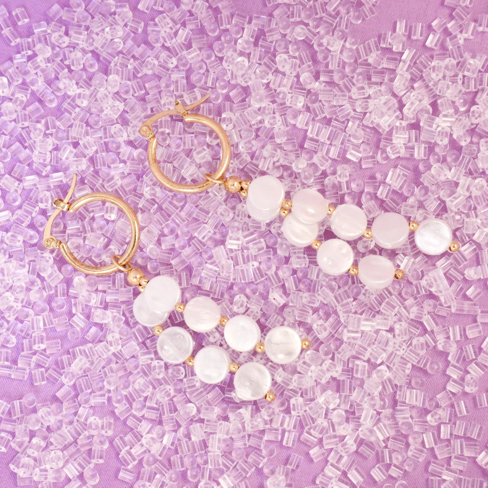 Salty Pretty Pearl Tassel Huggie Earrings