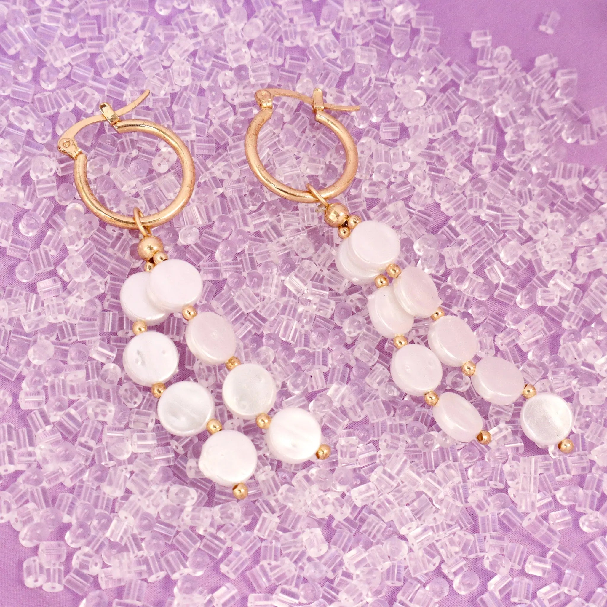 Salty Pretty Pearl Tassel Huggie Earrings