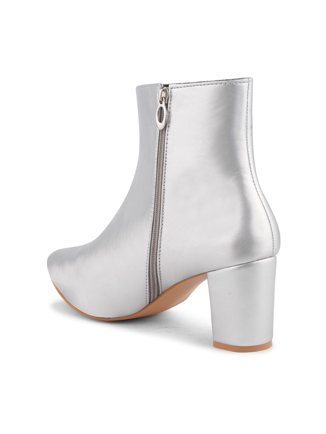 JM Looks Women Block Heel Ankle Boots with Zipper Pointed Toe
