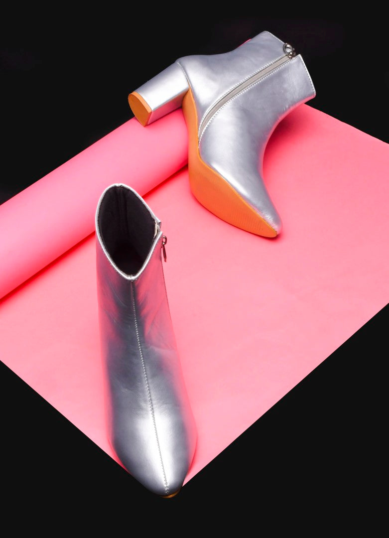 JM Looks Women Block Heel Ankle Boots with Zipper Pointed Toe