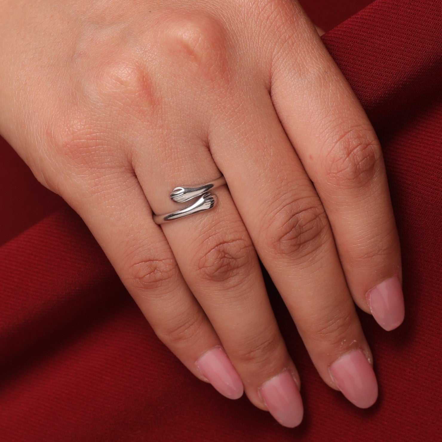 Salty Silver Hug Promise Ring - Adjustable - Anti Tarnish