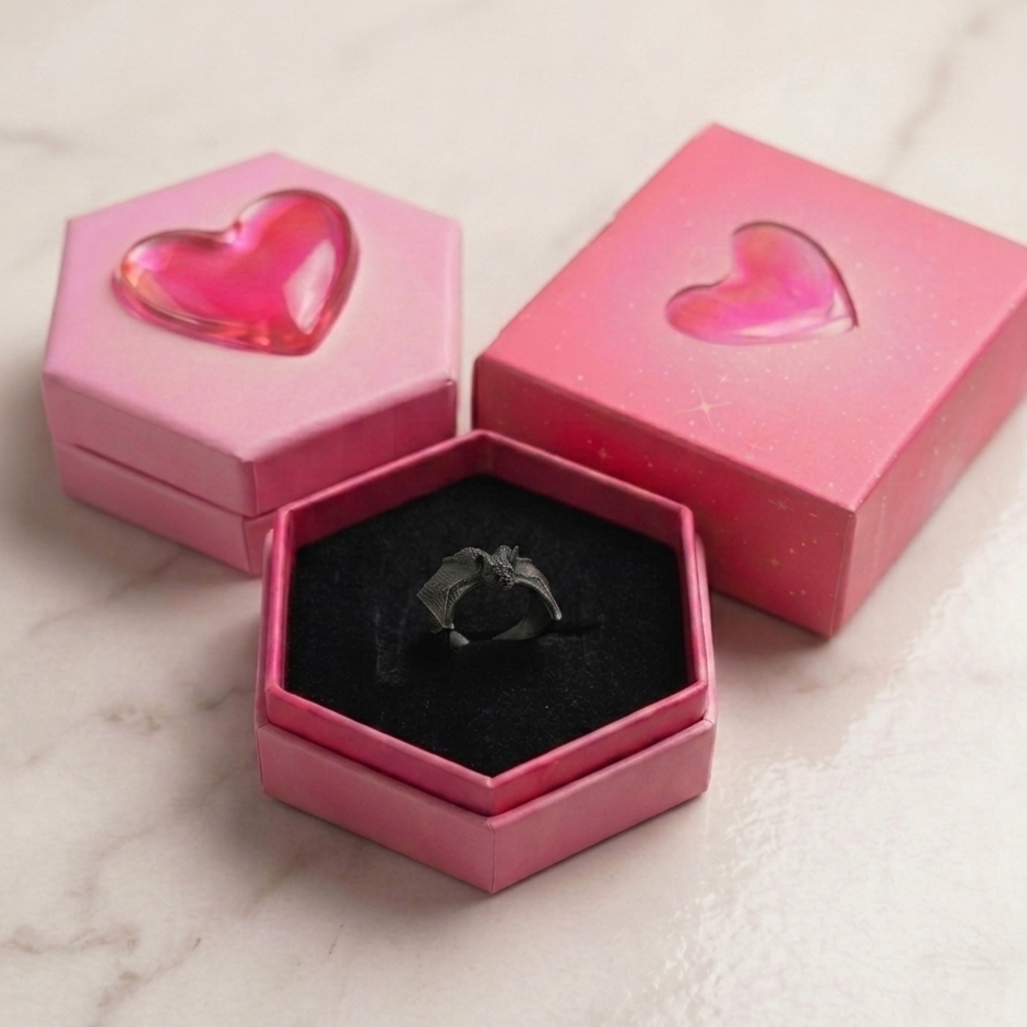 Salty Spooky Bat Black Ring